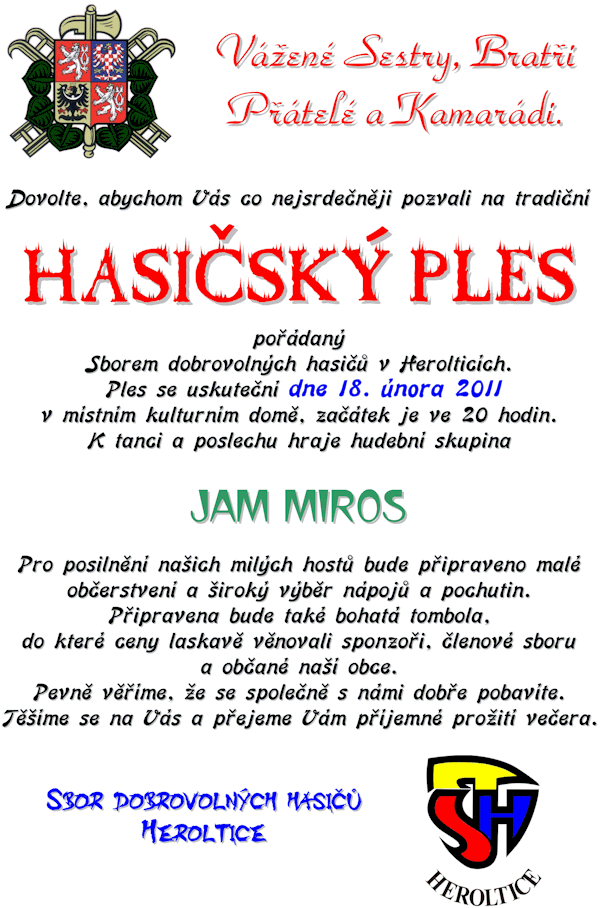 Pozv�nka Ples 2011